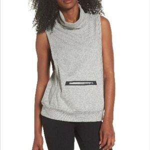 Zella Bounce Back Funnel Neck Sleeveless Athletic Vest Women's Size S Gray